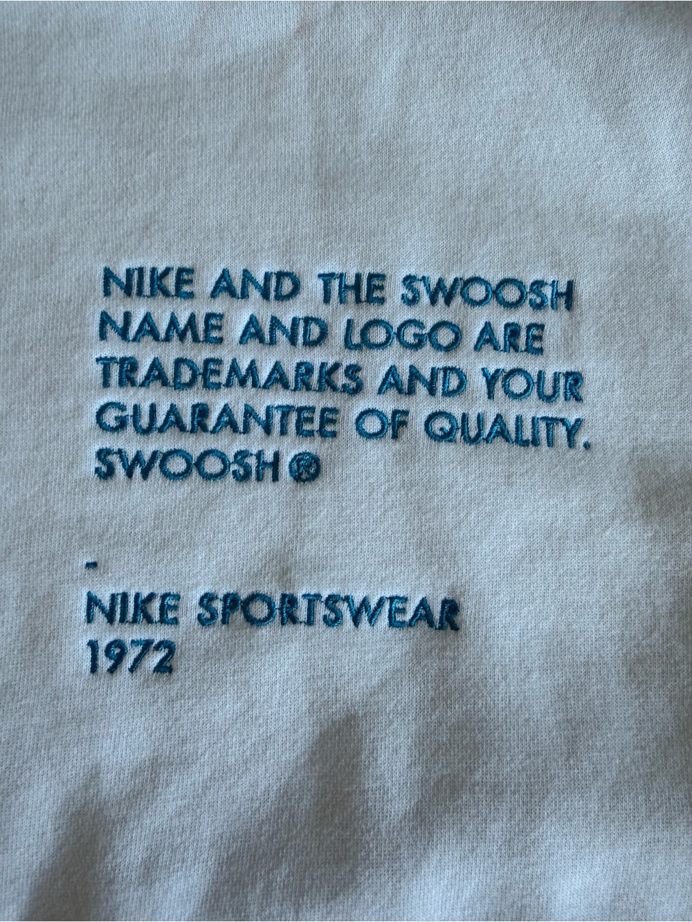 White Crewneck Sweatshirt with Blue Sleeve Text - Nike - Picture 4 of 6